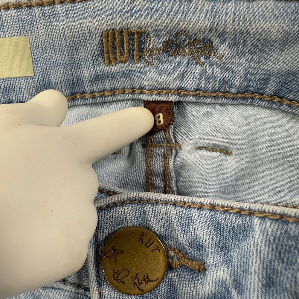 Kut From The Kloth Jeans Womens 8 Toothpick Skinny Light Blue Denim Distressed - Picture 6 of 10